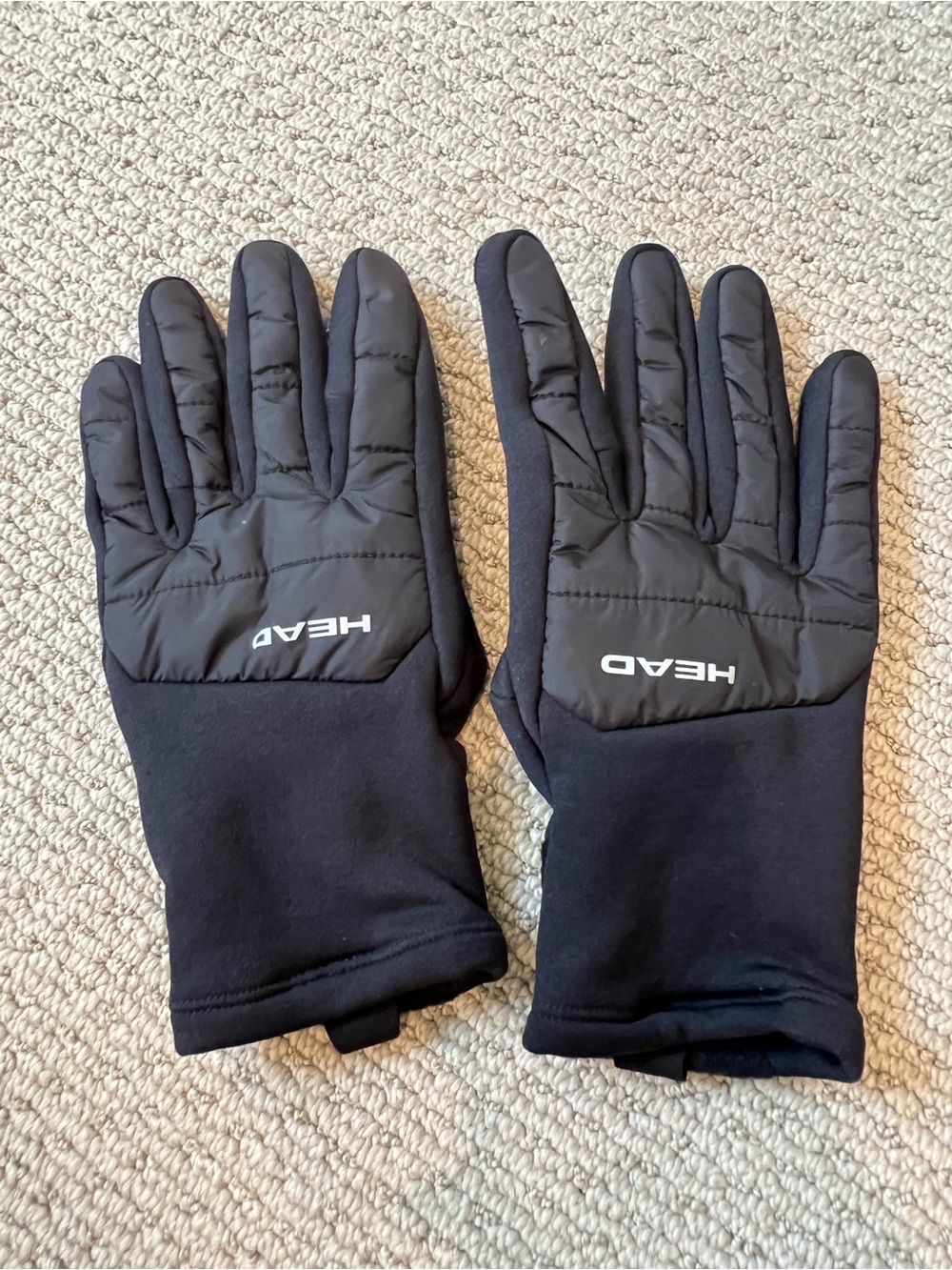 HEAD Black Quilted Winter Gloves with Logo